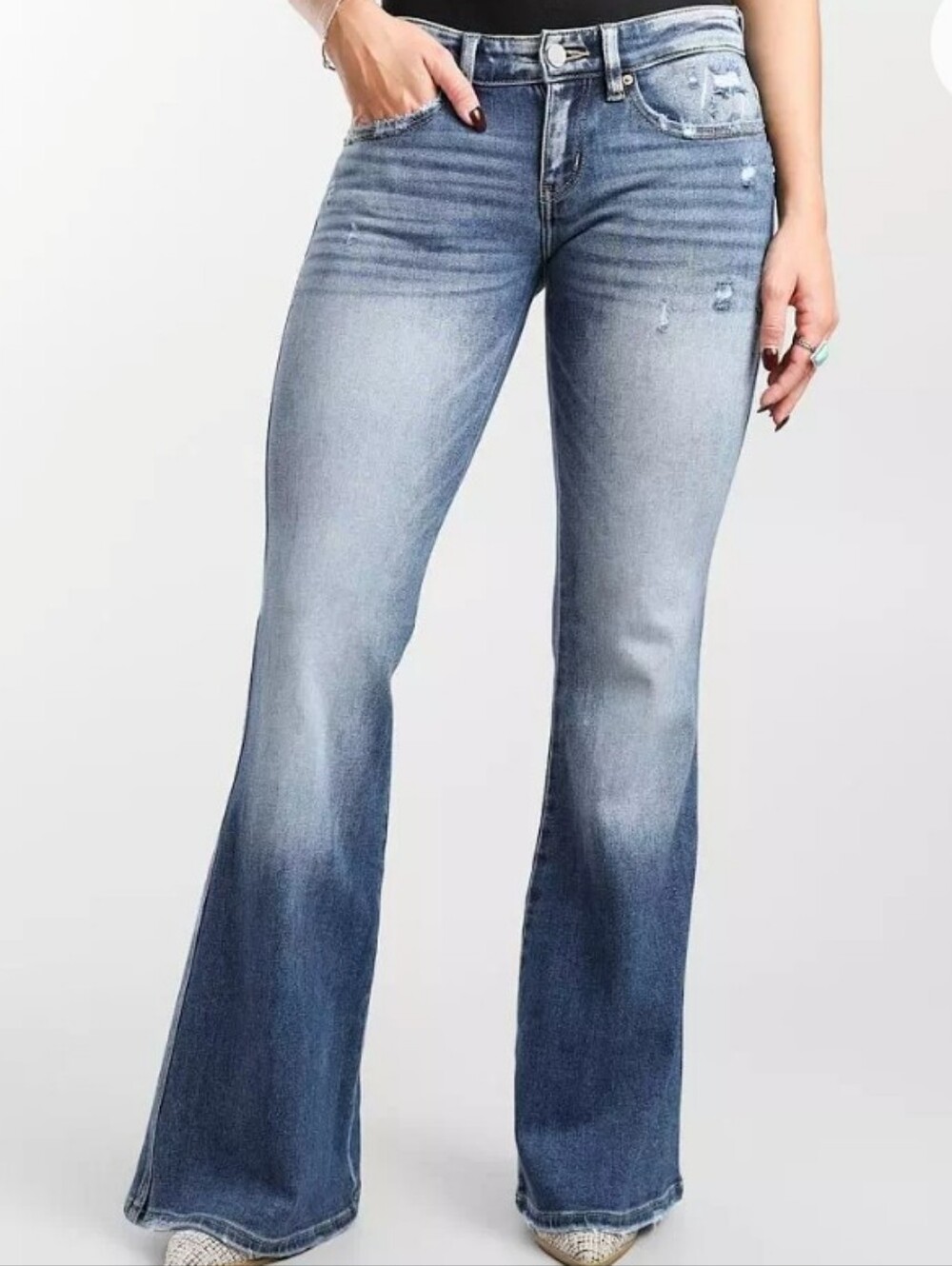 BKE Women's Light Blue Flare Jeans
